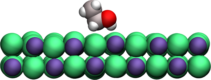 Ethanol molecule next to NaCl