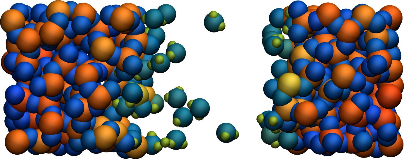 Cracked silicon oxide after addition of water molecule