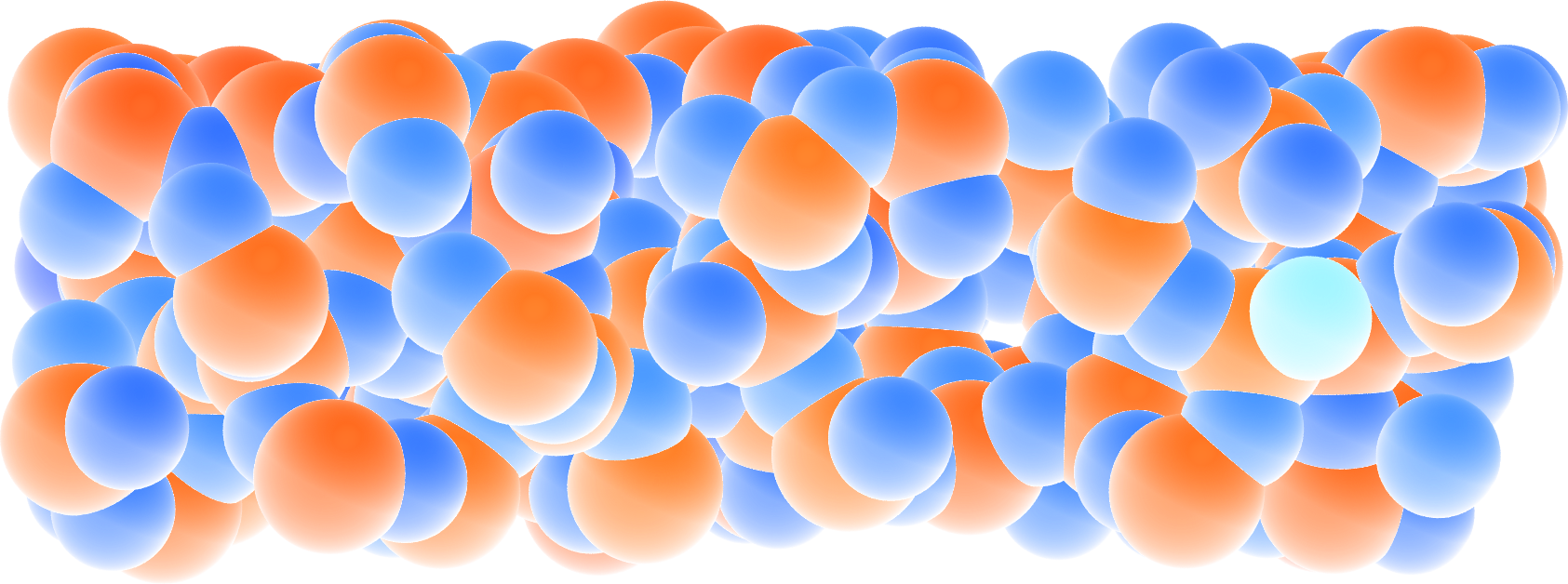 Amorphous silica colored by charges using VMD
