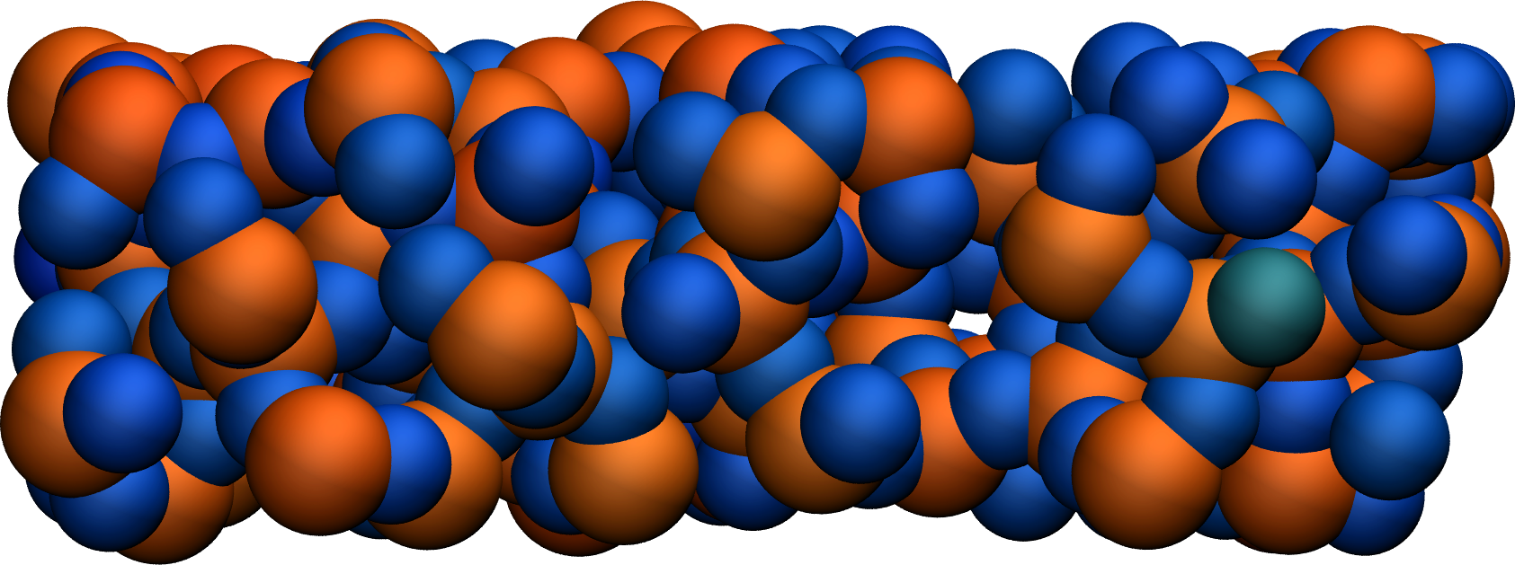 Amorphous silica colored by charges using VMD